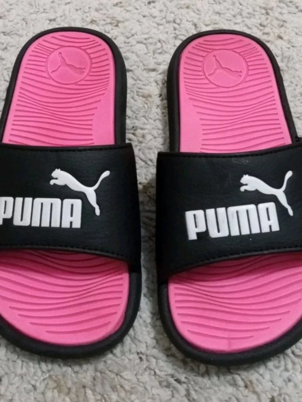 Puma Cool Cat 2.0 Slides Kid's Size 13 Pink Black Padded Strap Comfort Sandals